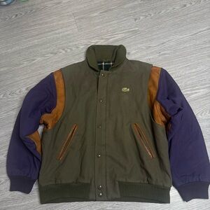 Vintage Lacoste 80s Wool / Leather Varsity Bomber Jacket Mens Size 5 / Large